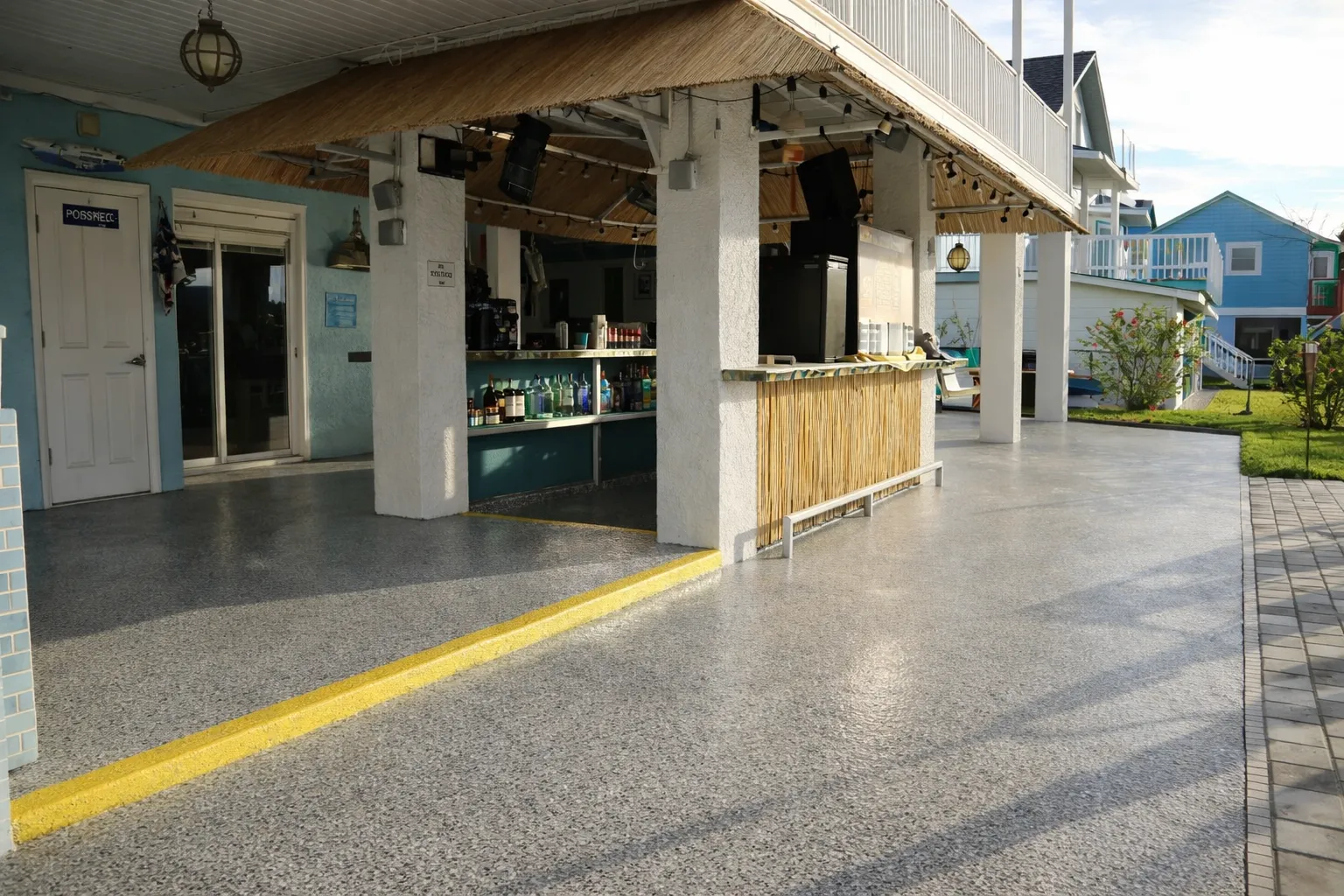 Flake epoxy outdoor area